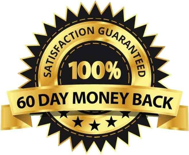 100 percent 60 day money back guarantee badge.